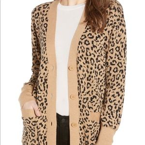 J.Crew Leopard Jacquard Cardigan L
